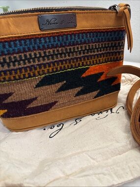 Nena & Co. Leather & Wool Aztec Crossbody - Tan, Black, Rust